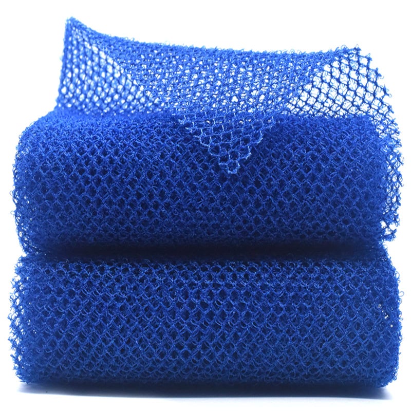 SuperJpsor 2 Piece African Exfoliating Net for Body, African Net Sponge, African Wash Net, African Shower Net, African Bath Sponge Scrubbing Rag Net Exfoliation, African Body Scrubber (Blue) - Image 1